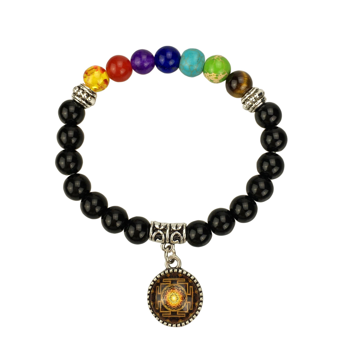 7 Chakra Stones Sri Yantra Charm Bracelet Bracelet