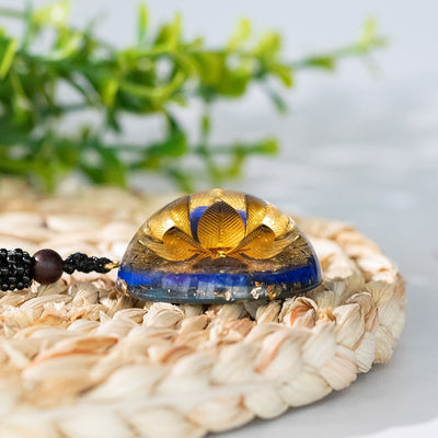 Lapis Lazuli With Lotus Flower Necklace