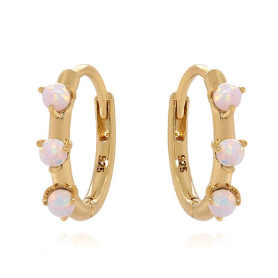 Opal Minimalist Hoop Earrings