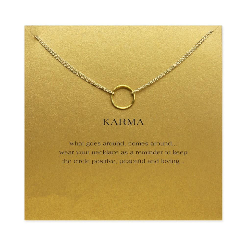 Double Chain Karma Circle Pendant Necklace Project Yourself 7564