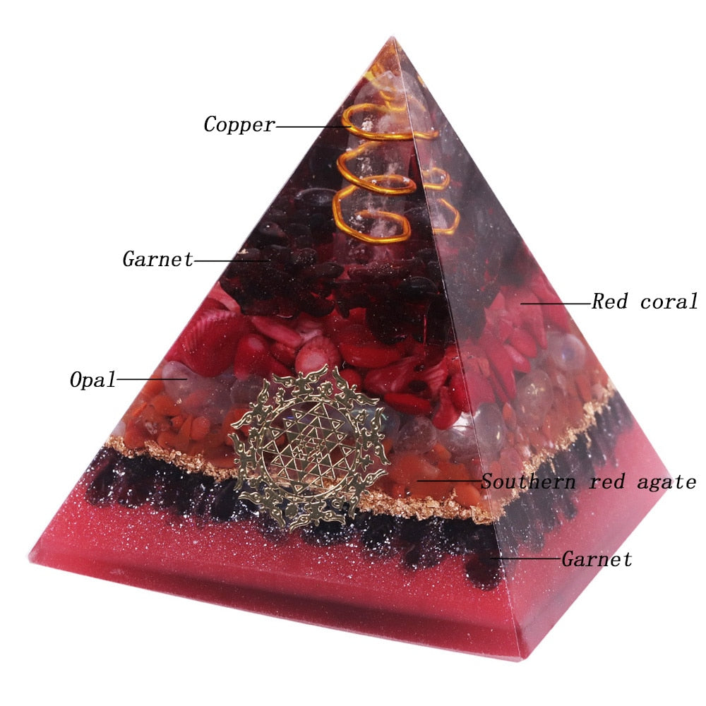 Infinite Creation Garnet Orgonite Pyramid