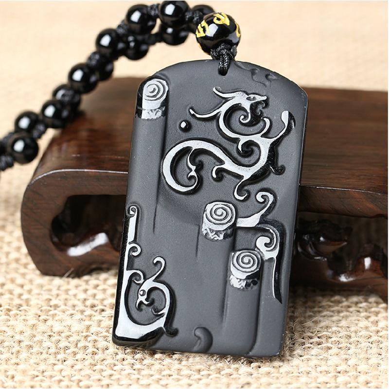 Obsidian deals dragon necklace