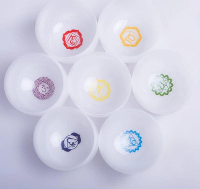 Chakra Frosted Crystal Singing Bowl