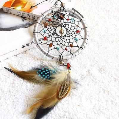 Silver Moon Rattan Dream Catcher With Natural Stone Accents Dreamcatchers