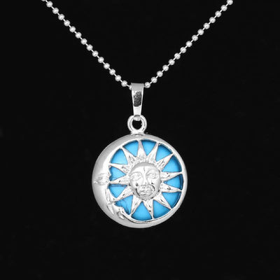 Sun And Moon Healing Stone Openwork Necklace Blue Turquoise Necklace