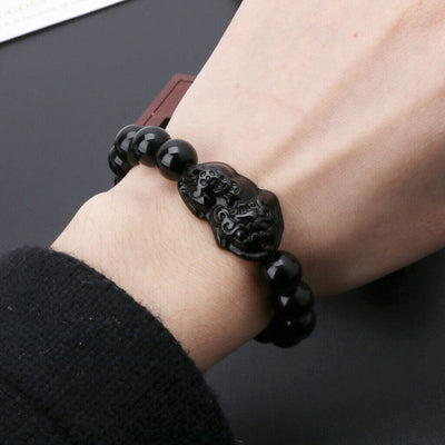 2Pcs Black Obsidian Blessed Pi Xiu Bracelet