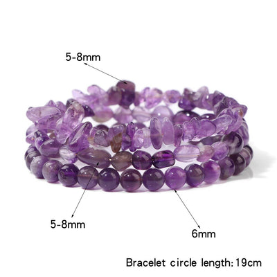3 Stackable Raw Crystal Beads Bracelets