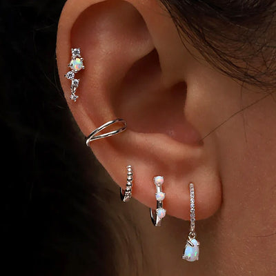 Opal Minimalist Hoop Earrings