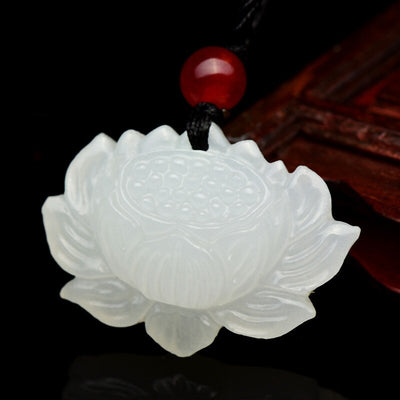 White Jade Lotus Pendant
