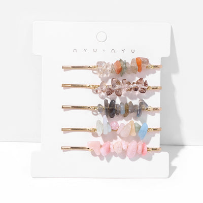 5 Healing Reiki Quartz Barrettes Set