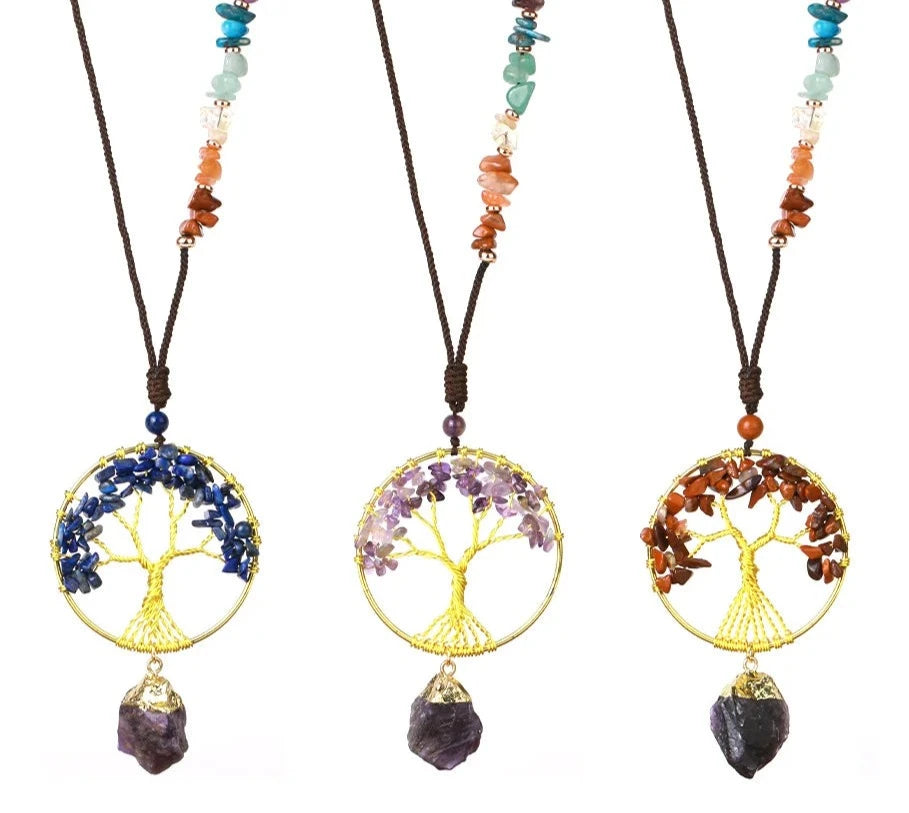 7 Chakra Tree of Life Crystal Necklace – Project Yourself