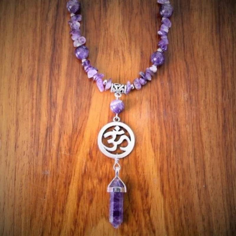 Tranquil Harmony Amethyst Om Necklace