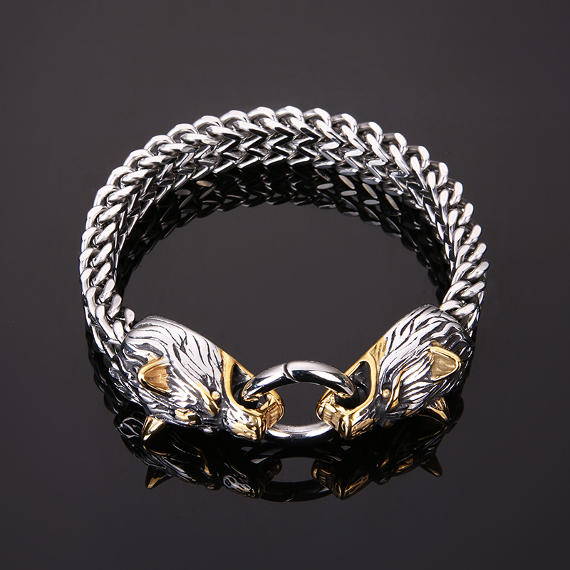 Viking Wolf Titanium Bracelet