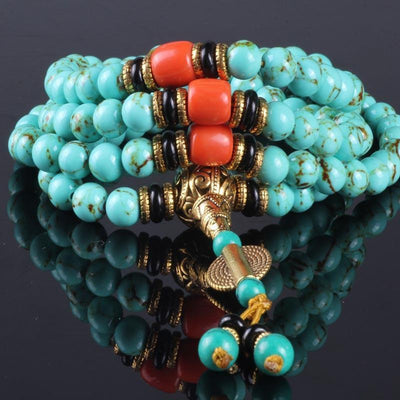 108 Natural Turquoise Bead Wrist Mala – Project Yourself
