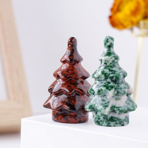 Red Obsidian and Jade Christmas Ornaments