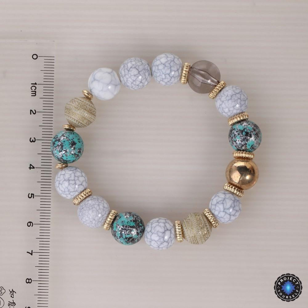 3-Piece Stone and Wood Beads Elephant Charm Boho Bracelet Set Bracelet