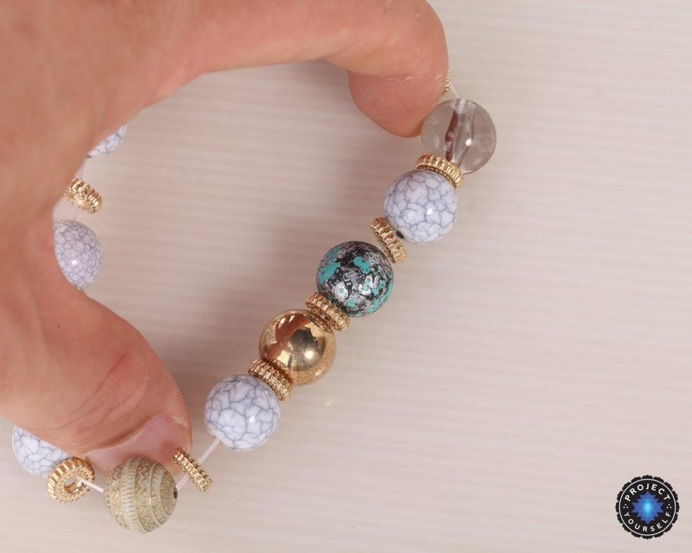 3-Piece Stone and Wood Beads Elephant Charm Boho Bracelet Set Bracelet