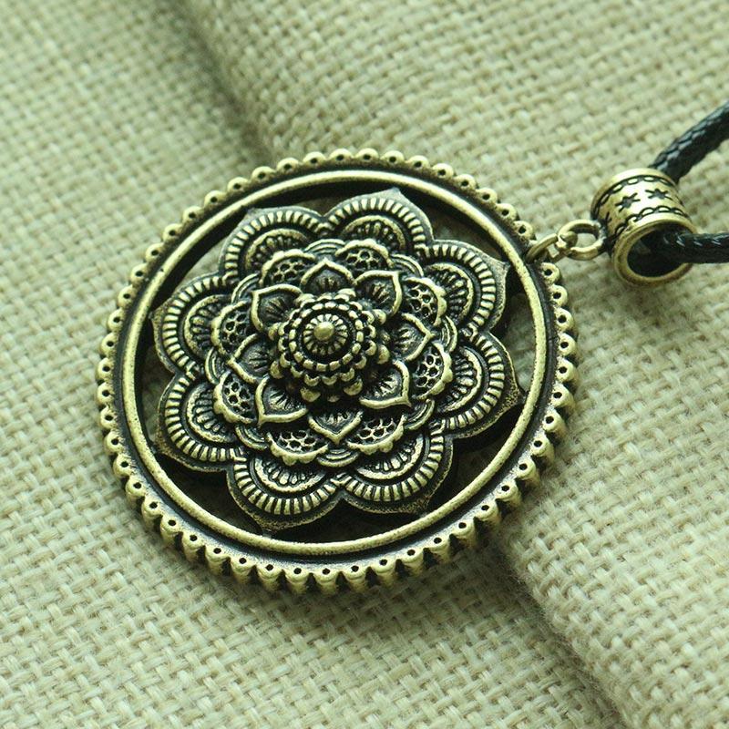 3D Lotus Mandala Necklace Style 1 / Bronze Necklace