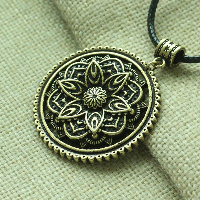 3D Lotus Mandala Necklace Style 10 / Bronze Necklace