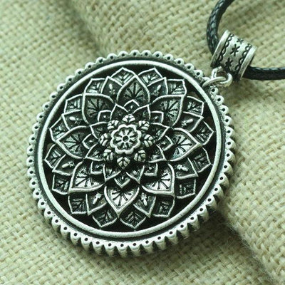 3D Lotus Mandala Necklace Style 2 / Silver Necklace