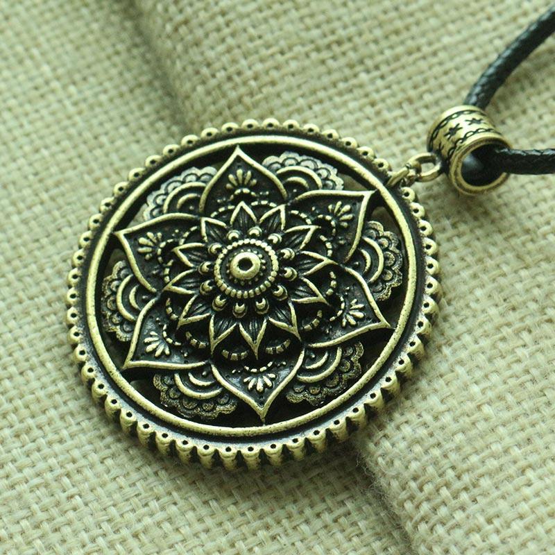 3D Lotus Mandala Necklace Style 3 / Bronze Necklace