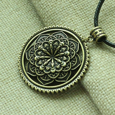 3D Lotus Mandala Necklace Style 4 / Bronze Necklace