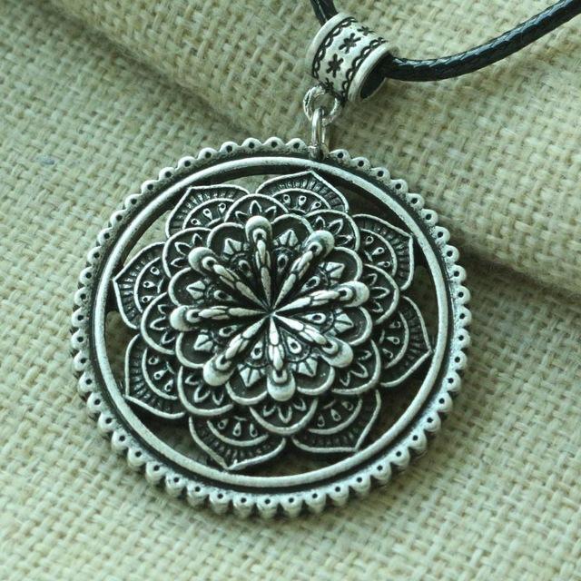 3D Lotus Mandala Necklace Style 4 / Silver Necklace
