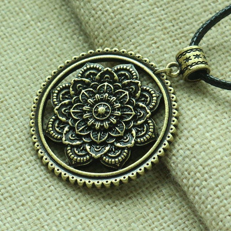 3D Lotus Mandala Necklace Style 5 / Bronze Necklace