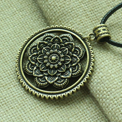 3D Lotus Mandala Necklace Style 5 / Bronze Necklace