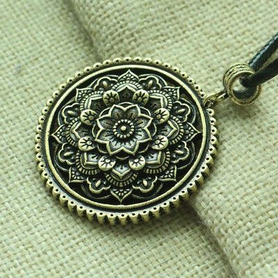 3D Lotus Mandala Necklace Style 6 / Bronze Necklace