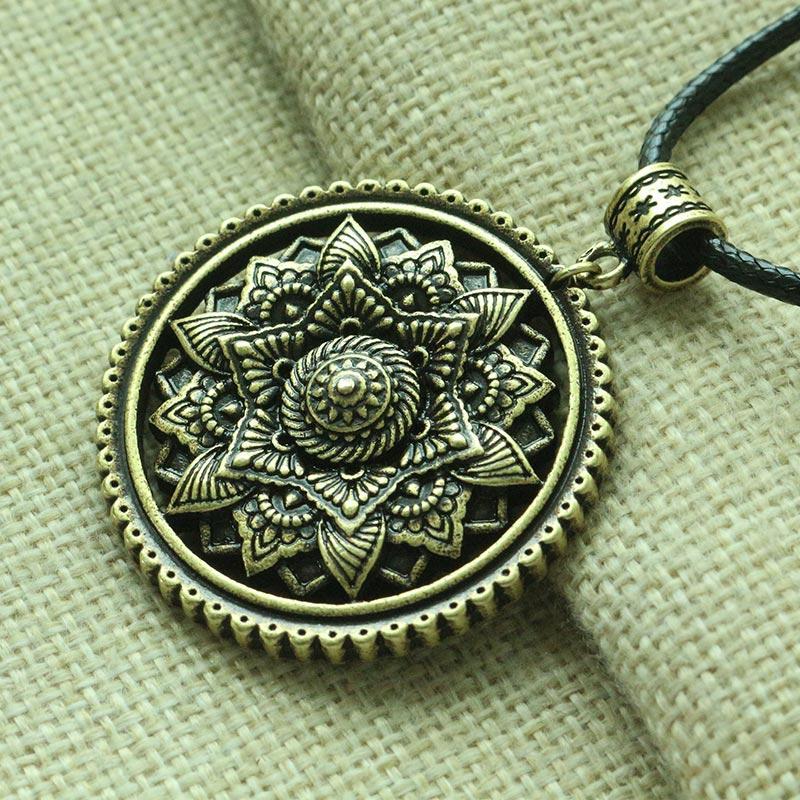 3D Lotus Mandala Necklace Style 7 / Bronze Necklace