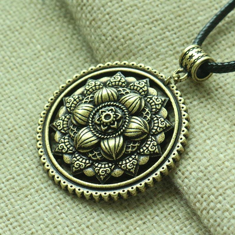 3D Lotus Mandala Necklace Style 8 / Bronze Necklace