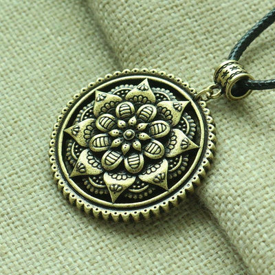 3D Lotus Mandala Necklace Style 9 / Bronze Necklace