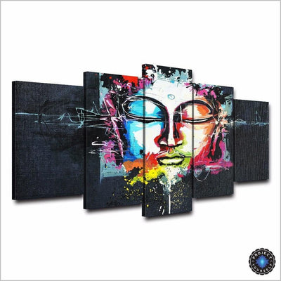 5-Piece Panel HD Multicolored Graphic Art Buddha Painting Painting