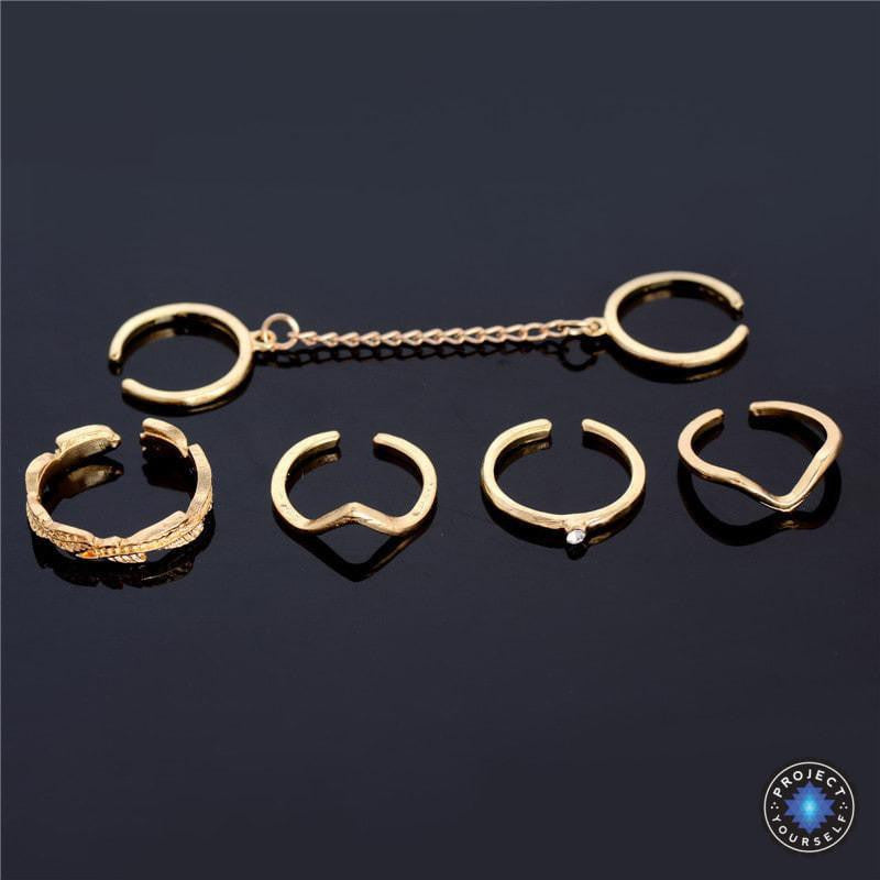 6-Piece Stackable Ring Set Gold Rings