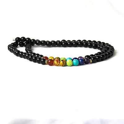 7 Chakra Black Agate Beads Necklaces Chakra Necklace