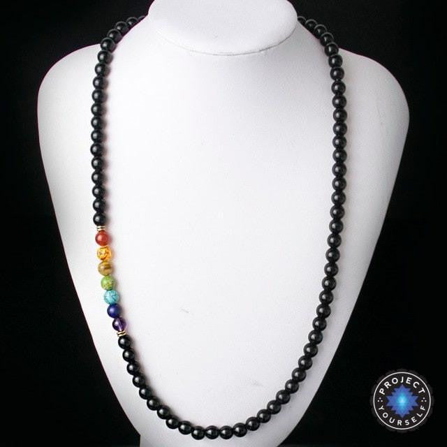 7 Chakra Black Agate Beads Necklaces Style 1 Chakra Necklace
