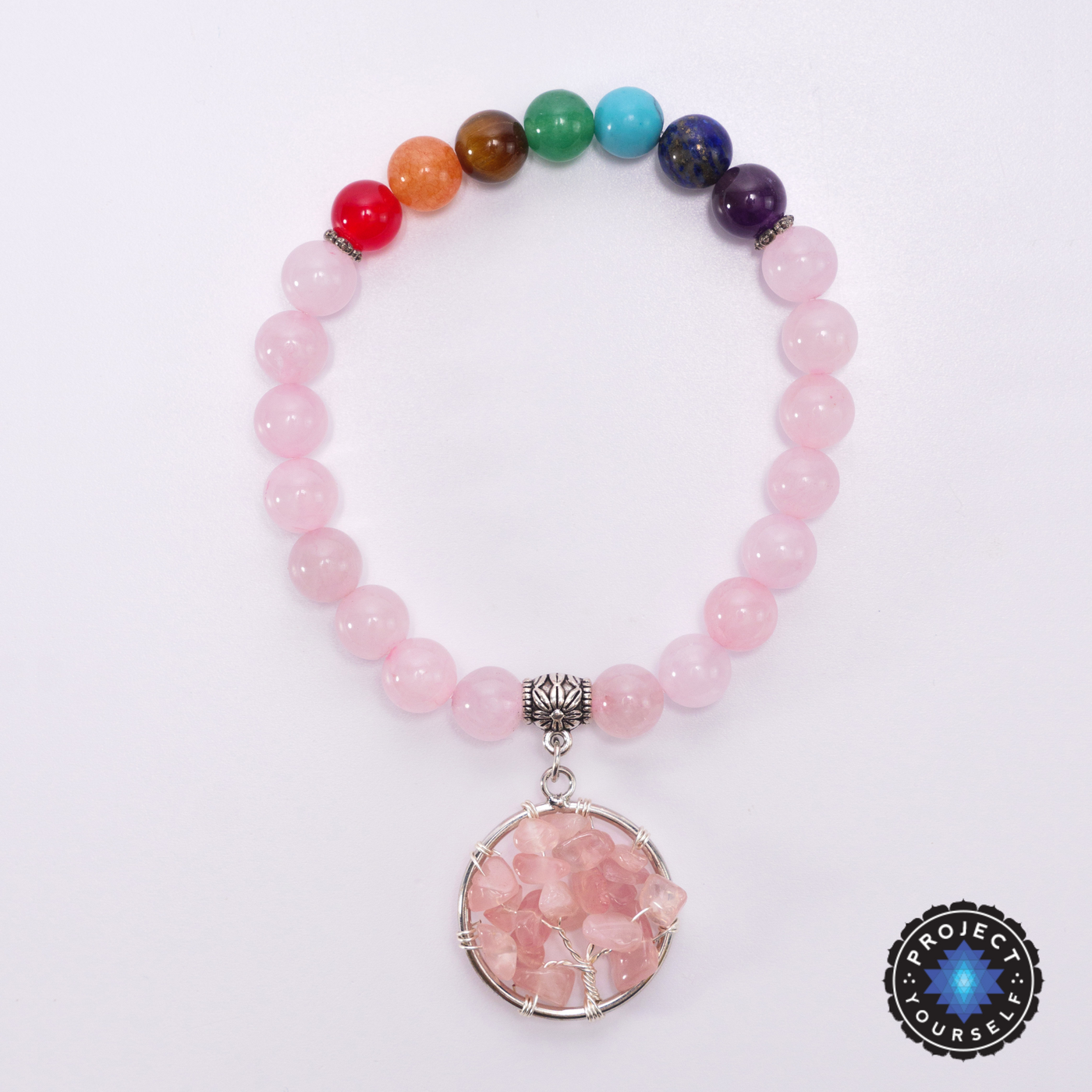 Rose Quartz 7 Chakra Healing Bracelet