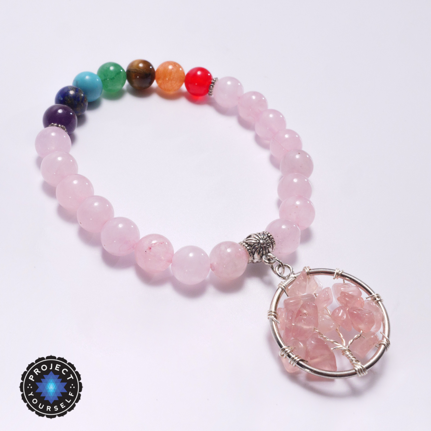 Rose Quartz 7 Chakra Healing Bracelet