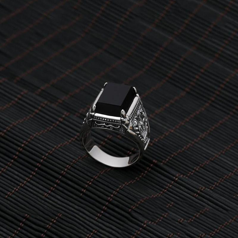 925 Sterling Silver Natural Black Obsidian Ring 10 Rings