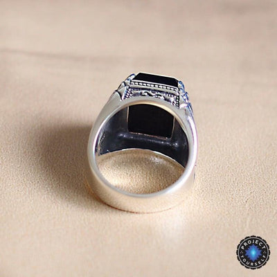 925 Sterling Silver Natural Black Obsidian Ring Rings