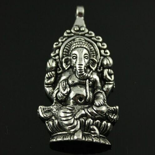 Ganesha Pendant Black Faux Leather Necklace