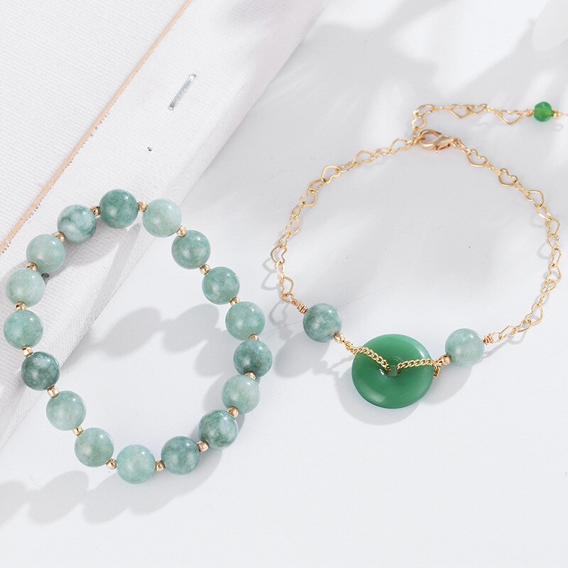 Green Jade Bracelet Set