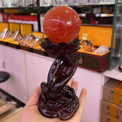 Lotus Guanyin Buddha Hand Crystal Ball Base