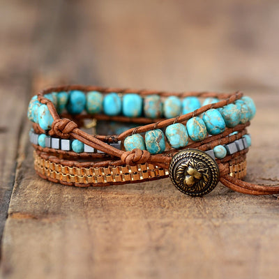 Tranquil Turquoise Leather Wrap Bracelet