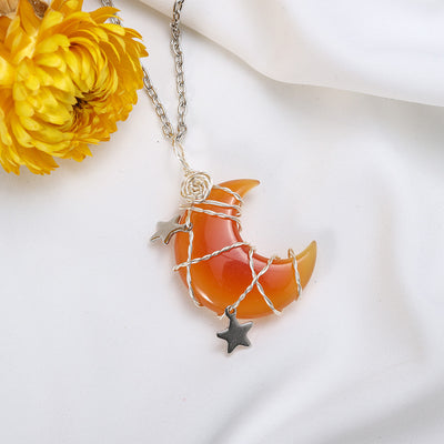Carnelian Moon and Stars Necklace
