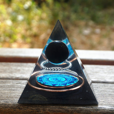 Obsidian Crystal Sphere Pyramid