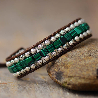 Malachite Tibetan Beads Cuff Bracelet