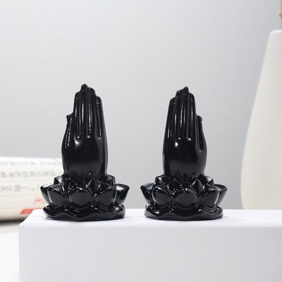 Obsidian Lotus Praying Hands