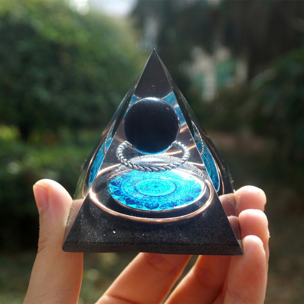 Obsidian Crystal Sphere Pyramid
